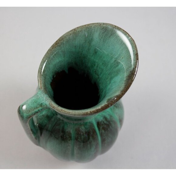 Vtg 1960's Canuck Pottery Fluted Jug #908 Evangeline Ware Blue-Green Drip Glaze - Picture 5 of 6